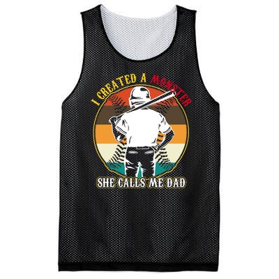 I Created A Monster She Calls Me Dad Funny Baseball Mesh Reversible Basketball Jersey Tank