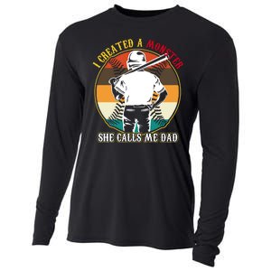 I Created A Monster She Calls Me Dad Funny Baseball Cooling Performance Long Sleeve Crew