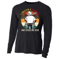 I Created A Monster She Calls Me Dad Funny Baseball Cooling Performance Long Sleeve Crew