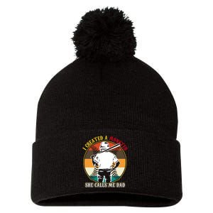 I Created A Monster She Calls Me Dad Funny Baseball Pom Pom 12in Knit Beanie