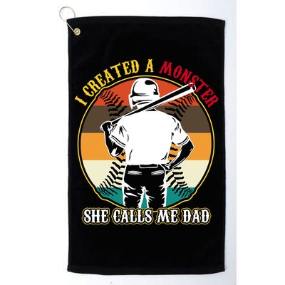 I Created A Monster She Calls Me Dad Funny Baseball Golf Towel