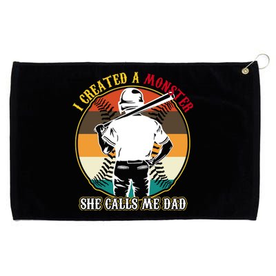 I Created A Monster She Calls Me Dad Funny Baseball Grommeted Golf Towel