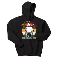 I Created A Monster She Calls Me Dad Funny Baseball Kids Hoodie