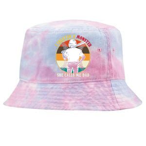 I Created A Monster She Calls Me Dad Funny Baseball Tie-Dyed Bucket Hat