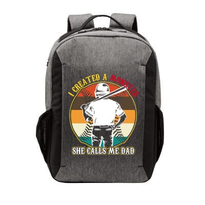 I Created A Monster She Calls Me Dad Funny Baseball Vector Backpack
