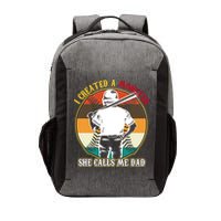I Created A Monster She Calls Me Dad Funny Baseball Vector Backpack