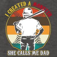 I Created A Monster She Calls Me Dad Funny Baseball Vector Backpack