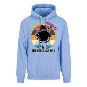 I Created A Monster She Calls Me Dad Funny Baseball Unisex Surf Hoodie