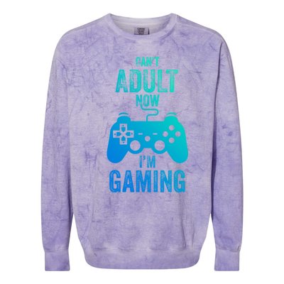 I Cant Adult Now I Am Gaming Funny Video Gamer Gaming Gift Colorblast Crewneck Sweatshirt