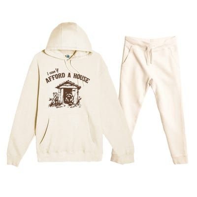 I CanT Afford A House Funny Raccoon Vintage Premium Hooded Sweatsuit Set