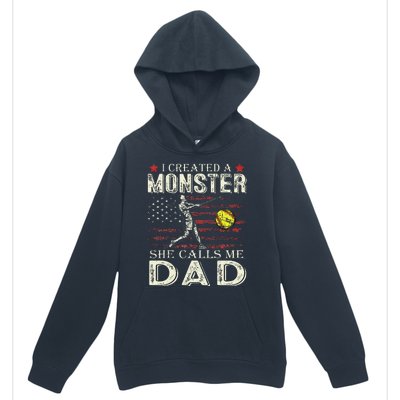 I Created A Monster She Calls Me Dad Softball FatherS Day Urban Pullover Hoodie