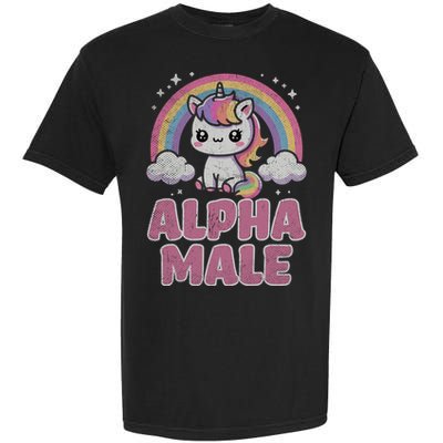 Ironic Cute Alpha Male Unicorn Funny Sarcastic Humor Gift Garment-Dyed Heavyweight T-Shirt