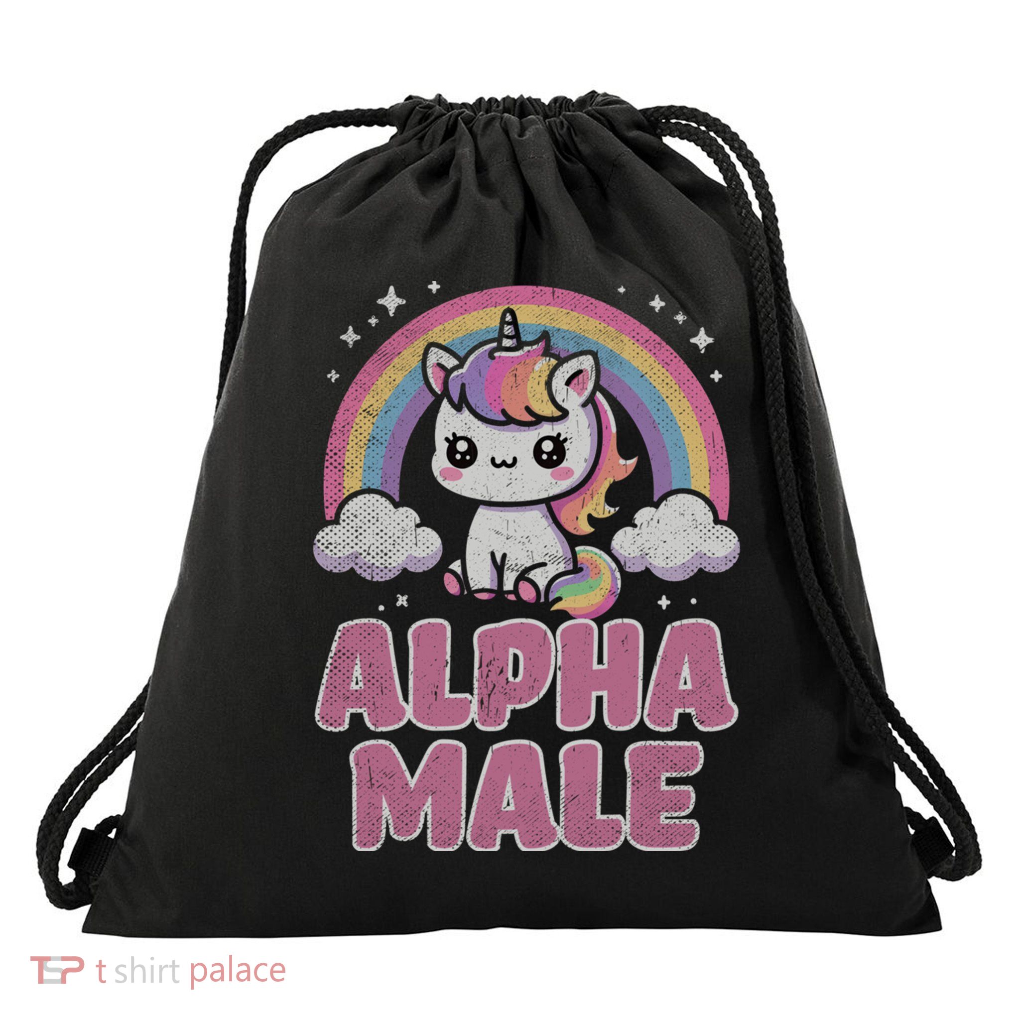 Ironic Cute Alpha Male Unicorn Funny Sarcastic Humor Gift Drawstring Bag