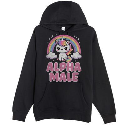Ironic Cute Alpha Male Unicorn Funny Sarcastic Humor Gift Premium Pullover Hoodie