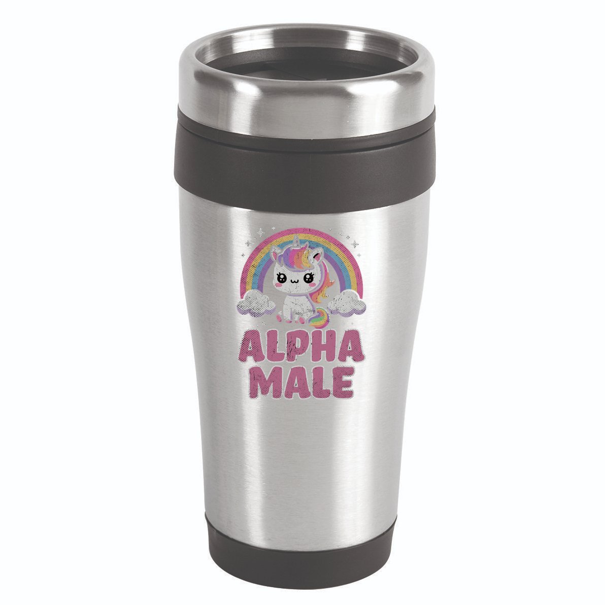 Ironic Cute Alpha Male Unicorn Funny Sarcastic Humor Gift 16oz Travel Tumbler