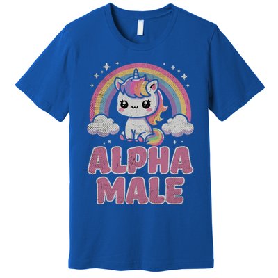 Ironic Cute Alpha Male Unicorn Funny Sarcastic Humor Gift Premium T-Shirt