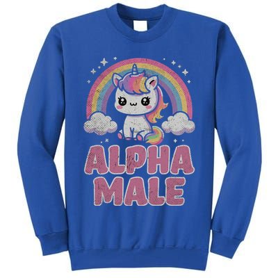 Ironic Cute Alpha Male Unicorn Funny Sarcastic Humor Gift Tall Sweatshirt