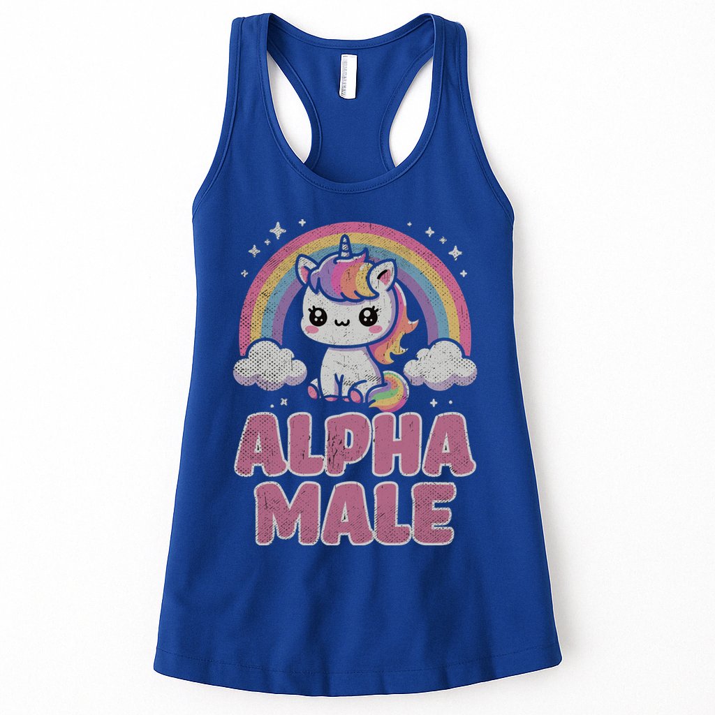Ironic Cute Alpha Male Unicorn Funny Sarcastic Humor Gift Womens Tank Top