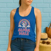 Ironic Cute Alpha Male Unicorn Funny Sarcastic Humor Gift Womens Tank Top
