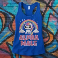 Ironic Cute Alpha Male Unicorn Funny Sarcastic Humor Gift Womens Tank Top