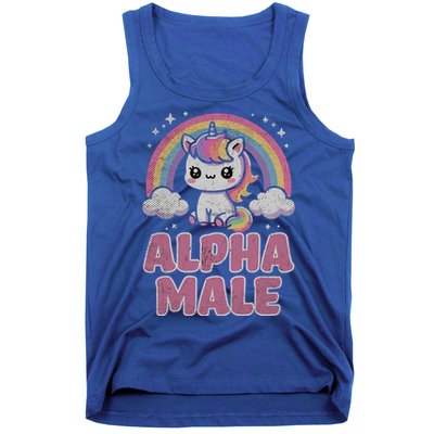 Ironic Cute Alpha Male Unicorn Funny Sarcastic Humor Gift Tank Top