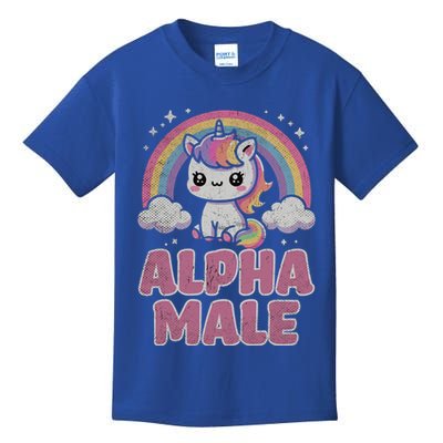 Ironic Cute Alpha Male Unicorn Funny Sarcastic Humor Gift Kids T-Shirt