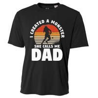 I Created A Monster She Calls Me Dad Funny Softball Daughter Cooling Performance Crew T-Shirt