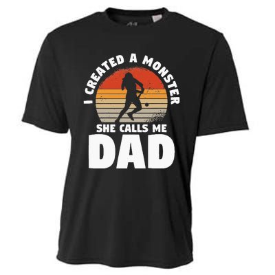 I Created A Monster She Calls Me Dad Funny Softball Daughter Cooling Performance Crew T-Shirt