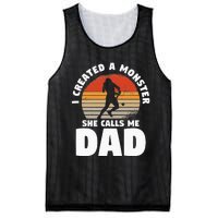 I Created A Monster She Calls Me Dad Funny Softball Daughter Mesh Reversible Basketball Jersey Tank