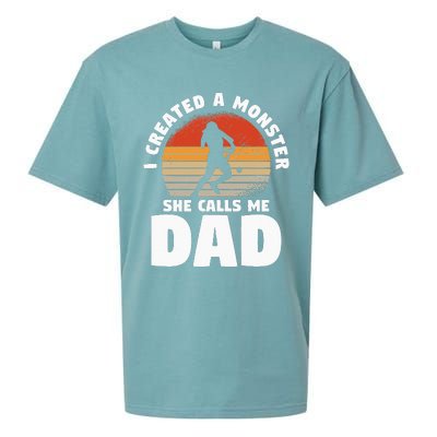 I Created A Monster She Calls Me Dad Funny Softball Daughter Sueded Cloud Jersey T-Shirt