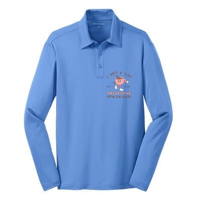 I Cry A Lot But I Am So Productive Silk Touch Performance Long Sleeve Polo