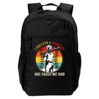 I Created A Monster She Call Me Dad Softball Baseball Lover Daily Commute Backpack