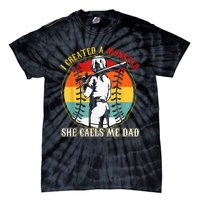 I Created A Monster She Call Me Dad Softball Baseball Lover Tie-Dye T-Shirt