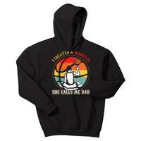 I Created A Monster She Call Me Dad Basketball Kids Hoodie