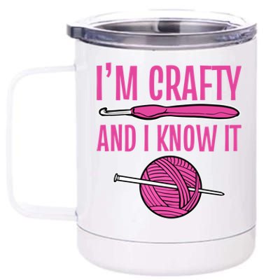 I'm Crafty And I Know It Mom Grandma Funny Crafter Design Gift 12 oz Stainless Steel Tumbler Cup