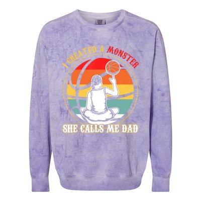 I Created A Monster She Call Me Dad Basketball Colorblast Crewneck Sweatshirt