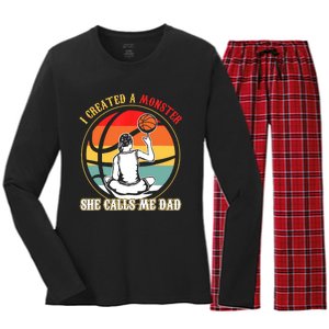 I Created A Monster She Call Me Dad Basketball Women's Long Sleeve Flannel Pajama Set 