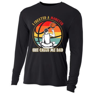 I Created A Monster She Call Me Dad Basketball Cooling Performance Long Sleeve Crew