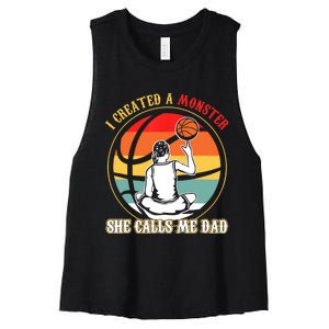 I Created A Monster She Call Me Dad Basketball Women's Racerback Cropped Tank