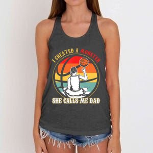 I Created A Monster She Call Me Dad Basketball Women's Knotted Racerback Tank