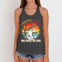 I Created A Monster She Call Me Dad Basketball Women's Knotted Racerback Tank