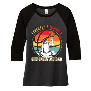 I Created A Monster She Call Me Dad Basketball Women's Tri-Blend 3/4-Sleeve Raglan Shirt