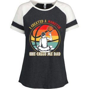 I Created A Monster She Call Me Dad Basketball Enza Ladies Jersey Colorblock Tee