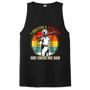 I Created A Monster She Call Me Dad Softball Baseball Lover PosiCharge Competitor Tank