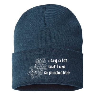 I Cry A Lot But I Am So Productive Country Music Fan Lover Sustainable Knit Beanie