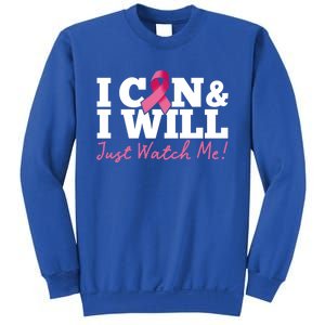 I Can And I Will Beat Breast Cancer Warrior Just Watch Me Gift Sweatshirt