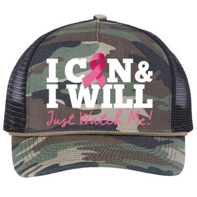 I Can And I Will Beat Breast Cancer Warrior Just Watch Me Gift Retro Rope Trucker Hat Cap