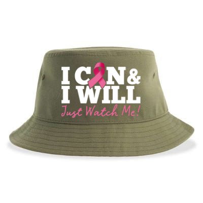 I Can And I Will Beat Breast Cancer Warrior Just Watch Me Gift Sustainable Bucket Hat