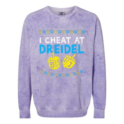 I Cheat At Dreidel Ugly Hanukkah Sweater Chanukah Jew Gift Colorblast Crewneck Sweatshirt