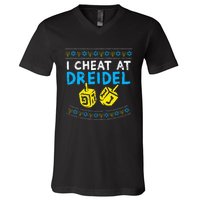 I Cheat At Dreidel Ugly Hanukkah Sweater Chanukah Jew Gift V-Neck T-Shirt